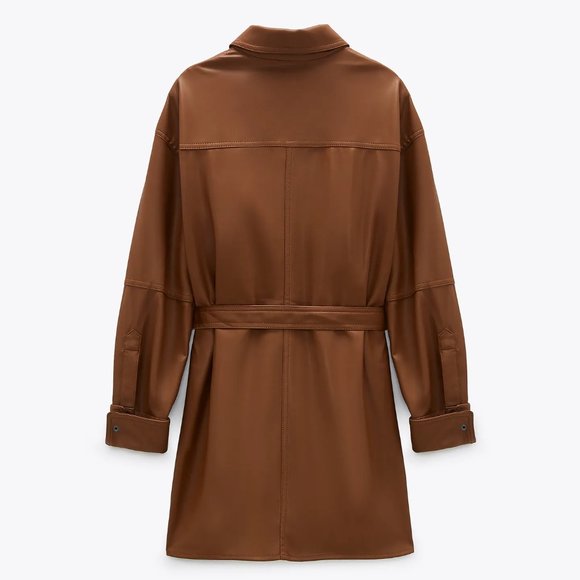 Zara Faux Leather Belted Overshirt Dress - Picture 16 of 16